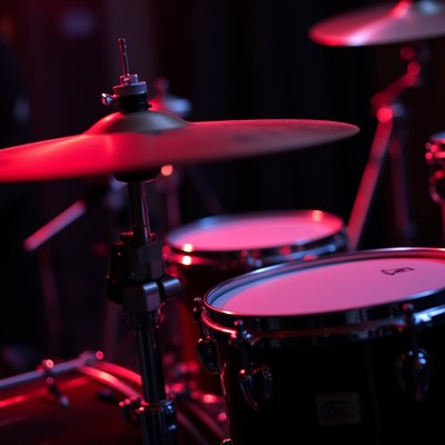 Drumming session with red lights effect