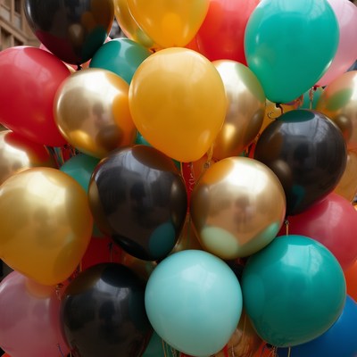 Colorful balloons at a celebration event