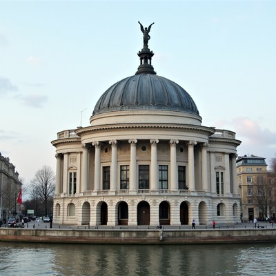 Historic building by the river