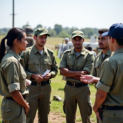 Discussion among park rangers in the field
