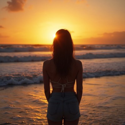 Watching the sunset by the beach