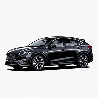 Black suv parked on plain background