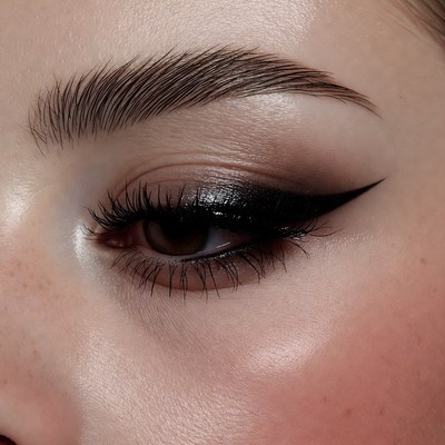 Woman applying makeup near the mirror