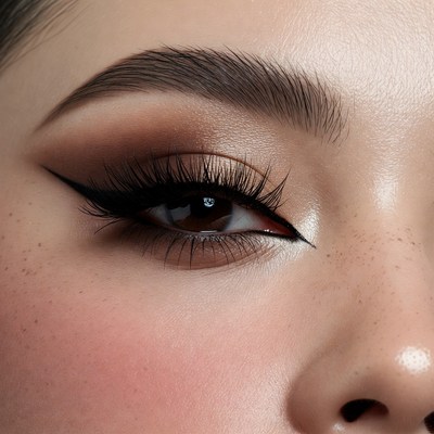 Close-up of eye makeup application
