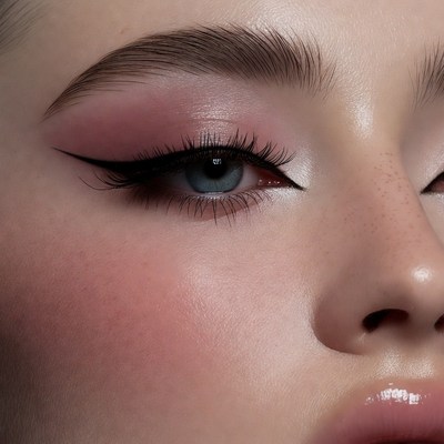 Close-up of eye makeup in studio setting