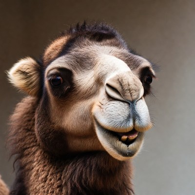 Camel with a playful expression