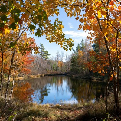 Autumn reflection at a quiet pond