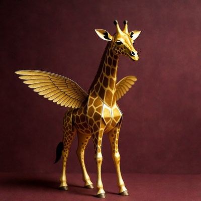 Giraffe with wings displayed on background