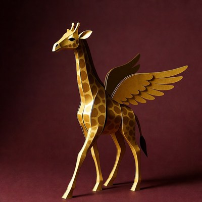 Giraffe with wings made of paper