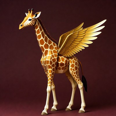 Giraffe with wings in art display