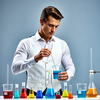 Scientist conducts experiment with liquids