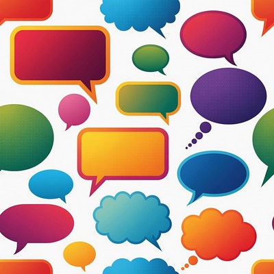 Colorful speech bubbles on white background