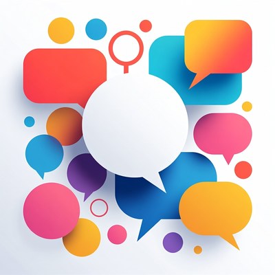 Colorful speech bubbles on white background