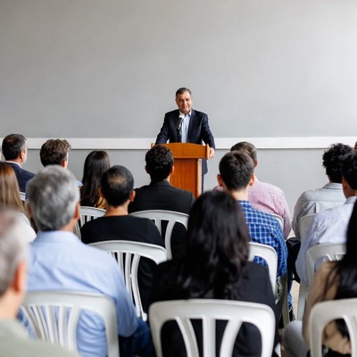 Public speaking event with audience present
