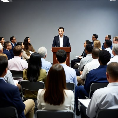 Public speaking event in a conference room