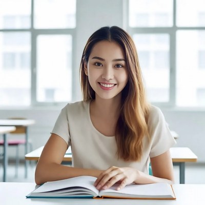 Student studying in classroom setting