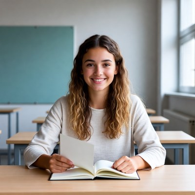 Student reading in classroom