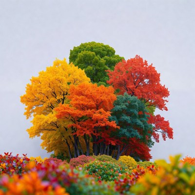 Colorful trees in autumn landscape