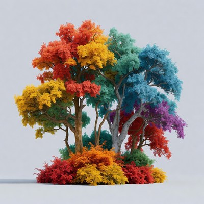 Colorful trees in vibrant shades