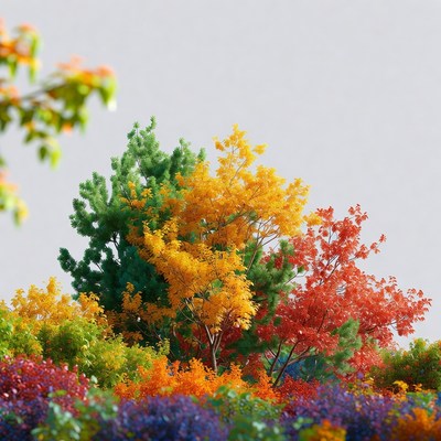 Bright colors of autumn trees in nature