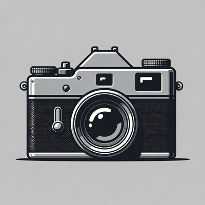 Classic camera on gray background