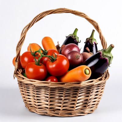 Fresh vegetables in a woven basket
