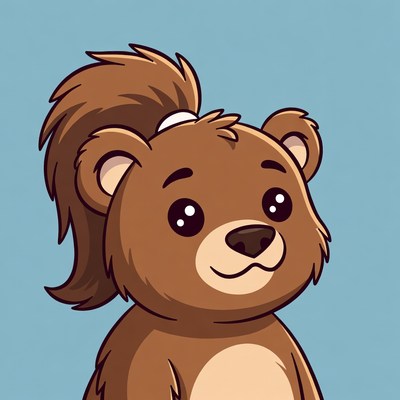 Cute bear character with a ponytail