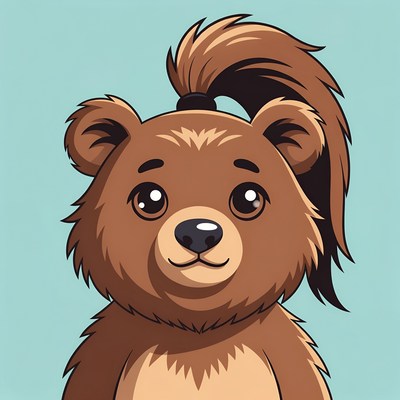 Cute bear character with ponytail