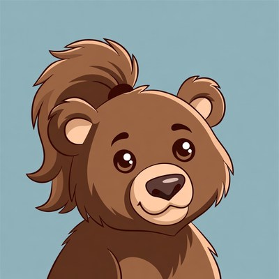Cute cartoon bear smiling against plain background