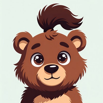 Cute cartoon bear character with big eyes