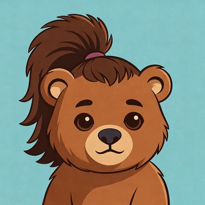 Cute bear character with hairstyle