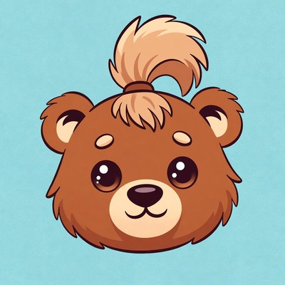 Cute bear character with a ponytail