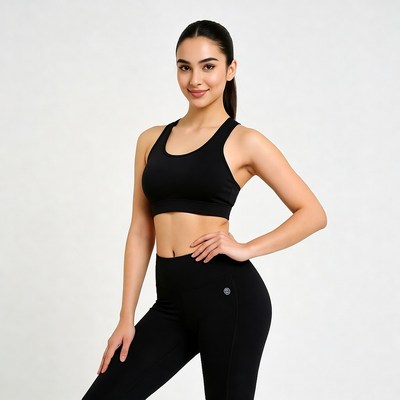 Young woman posing in black outfit