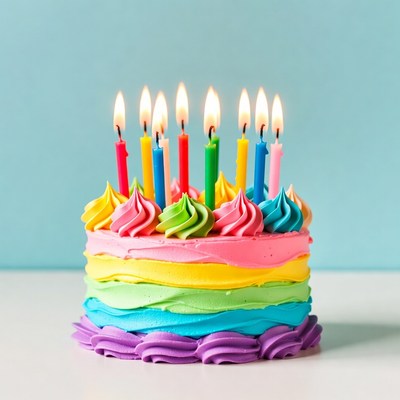 Colorful cake with candles for celebration