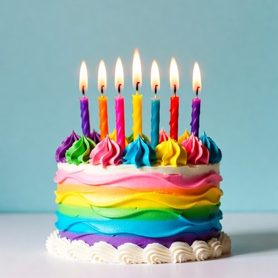 Colorful cake with candles for celebration