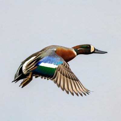 Duck flying over open sky