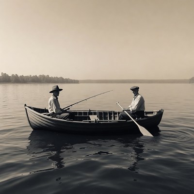 Two men fishing on a lake
