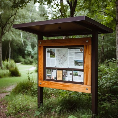 Information board in wooded area