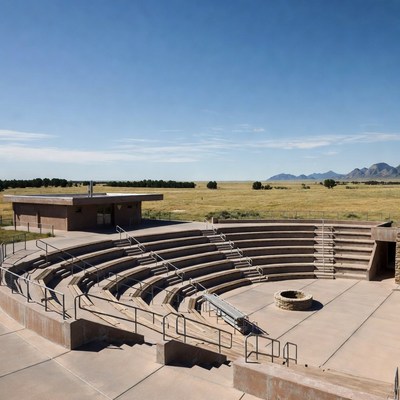 Outdoor amphitheater in open landscape