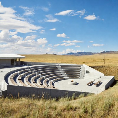 Open-air theater in a desert setting