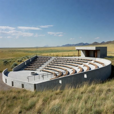 Outdoor theater in grassy landscape