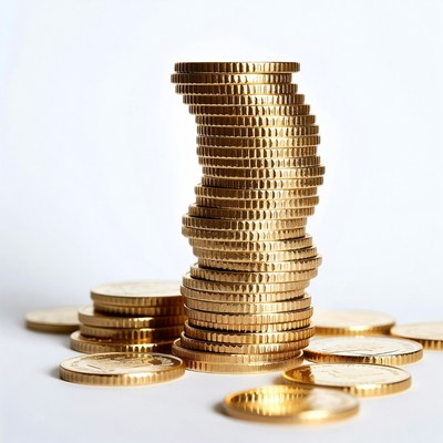 Stacked coins in unusual shape