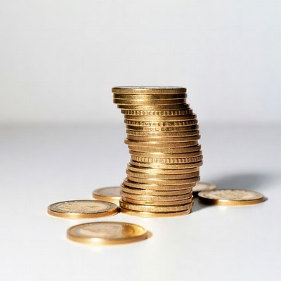 Stack of coins on a flat surface