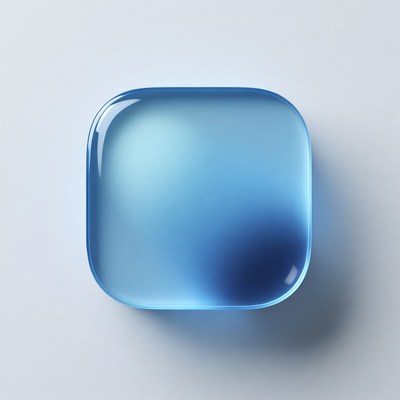 Bright blue square object on a light surface