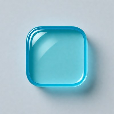 Clear blue square container on flat surface