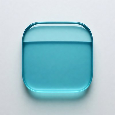 Clear blue container on flat surface