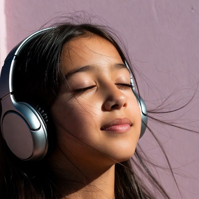 Listening to music with headphones