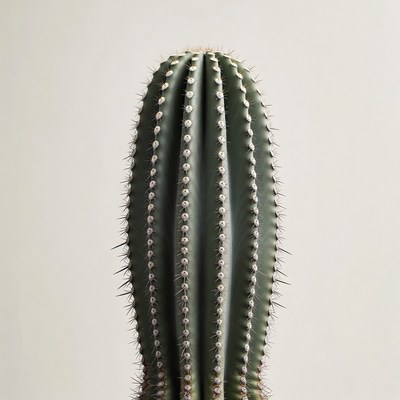 Cactus with vertical ridges on a light background
