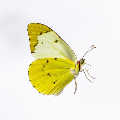 Bright yellow butterfly in flight