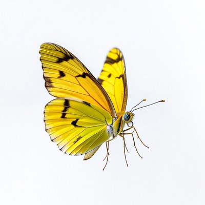 Butterfly flying in bright light